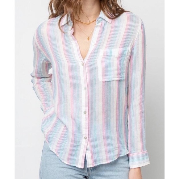 Rails Tops - NWT Rails Iris Stripe Rainbow Ellis Shirt